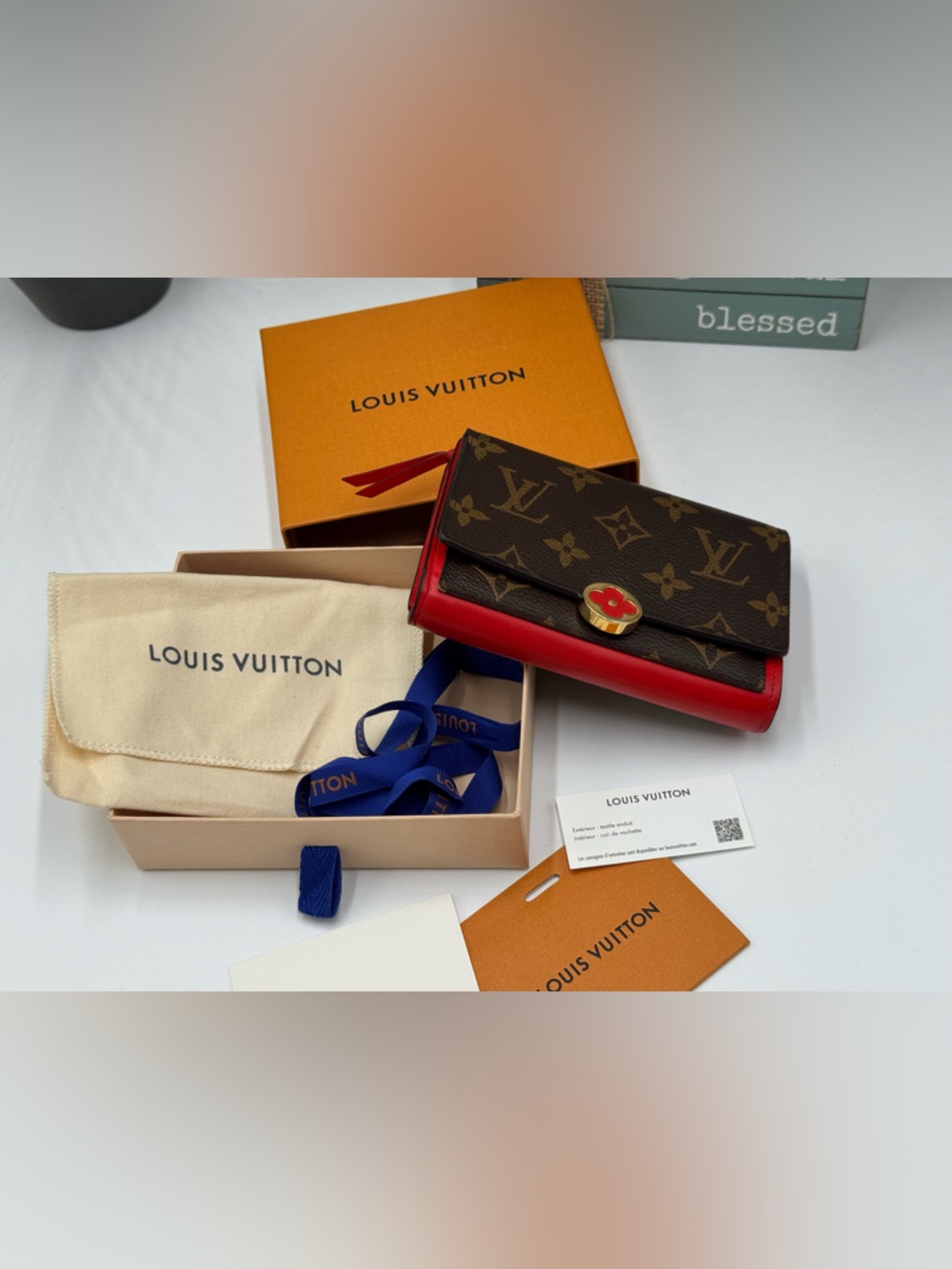 Louis Vuitton Monogram Flower Compact Wallet Red Full inclusion 2018